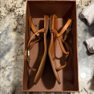 Coach Leather T-Strap Women's Sandals - Tan